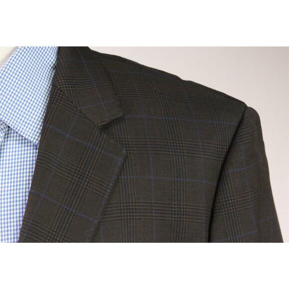 Hugo Boss The James4 Brown Black Blue Plaid Windowpane Wool Sportcoat Blazer 40R - Picture 4 of 11